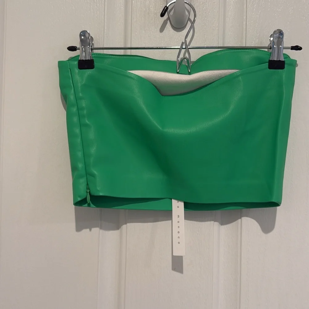 Susana Monaco Women's Faux Leather Cropped Tube Top - Picture 4 of 5